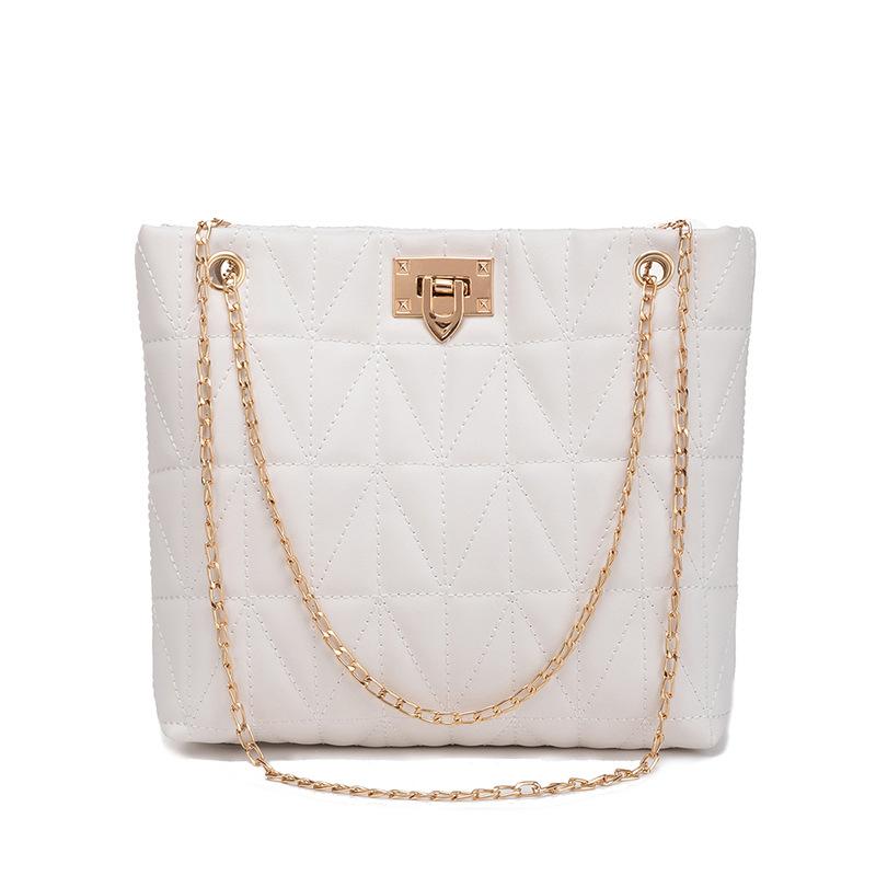 

Casual chain bag personalized new niche design solid color shoulder messenger bag premium texture bucket bag women белый