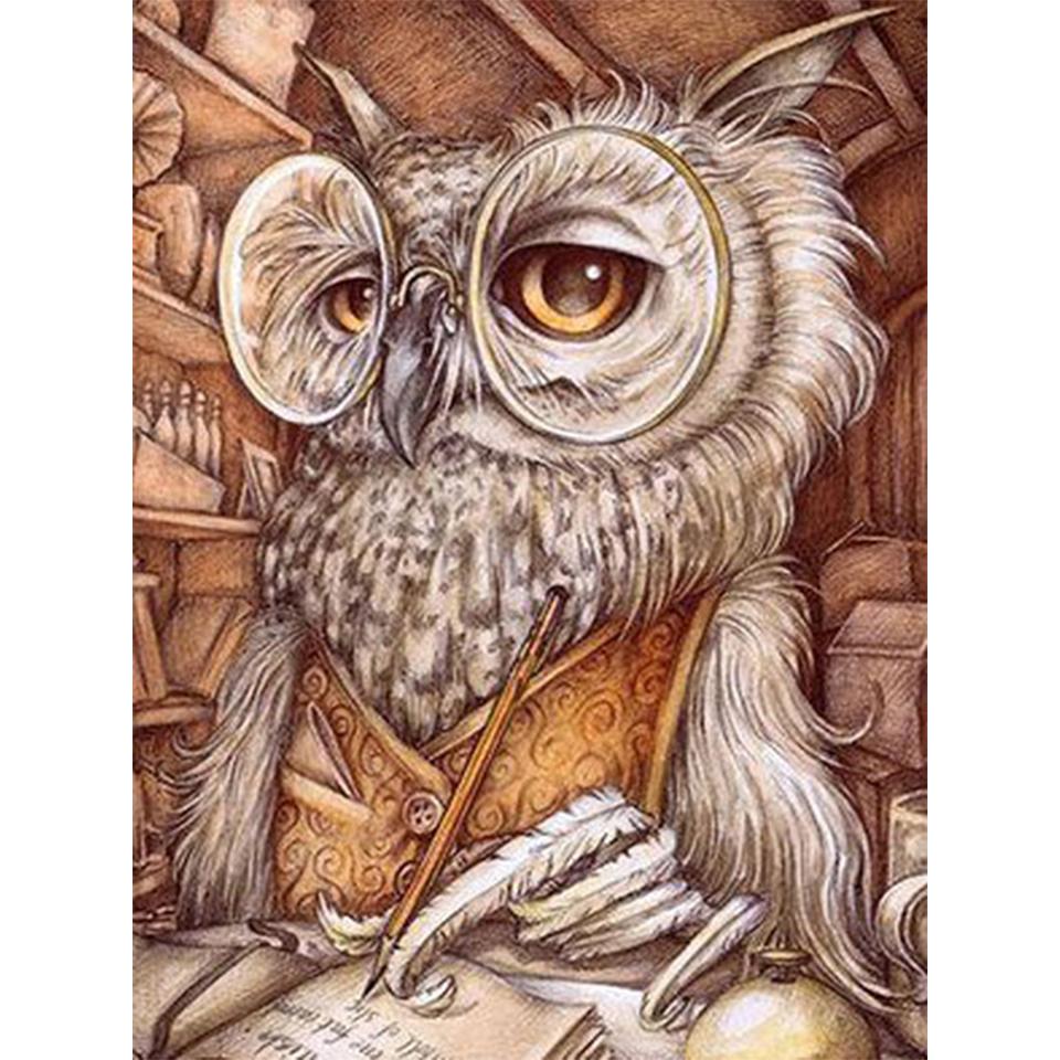

5D DIY алмазная живопись животное мультфильм Сова горный хрусталь картина круглый горный хрусталь Алмазная вышивка украшение дома подарок Full Round 20x30CM