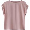 2023 Women's Slimming Short Sleeve Morandi Pink Ice Silk Cotton Casual Top