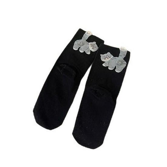 Women's Autumn/Winter Cat Egg Socks - 2 Pairs of Comfy, Funny, Cotton Knee-Highs