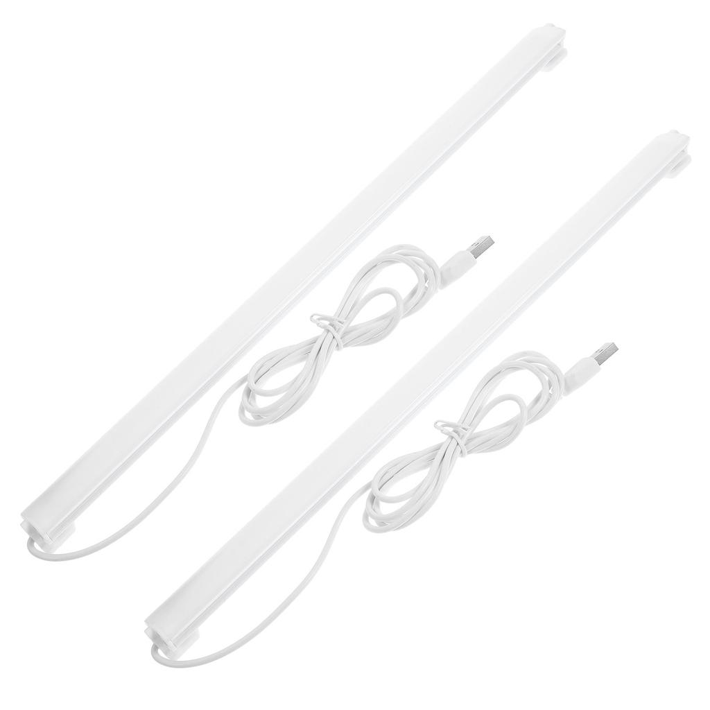 2Pcs Mini USB LED Reading Light Bar Eye-Caring Non-Flicker Warm White Portable Desk Lamp for Students Dorm Camping Keyboard