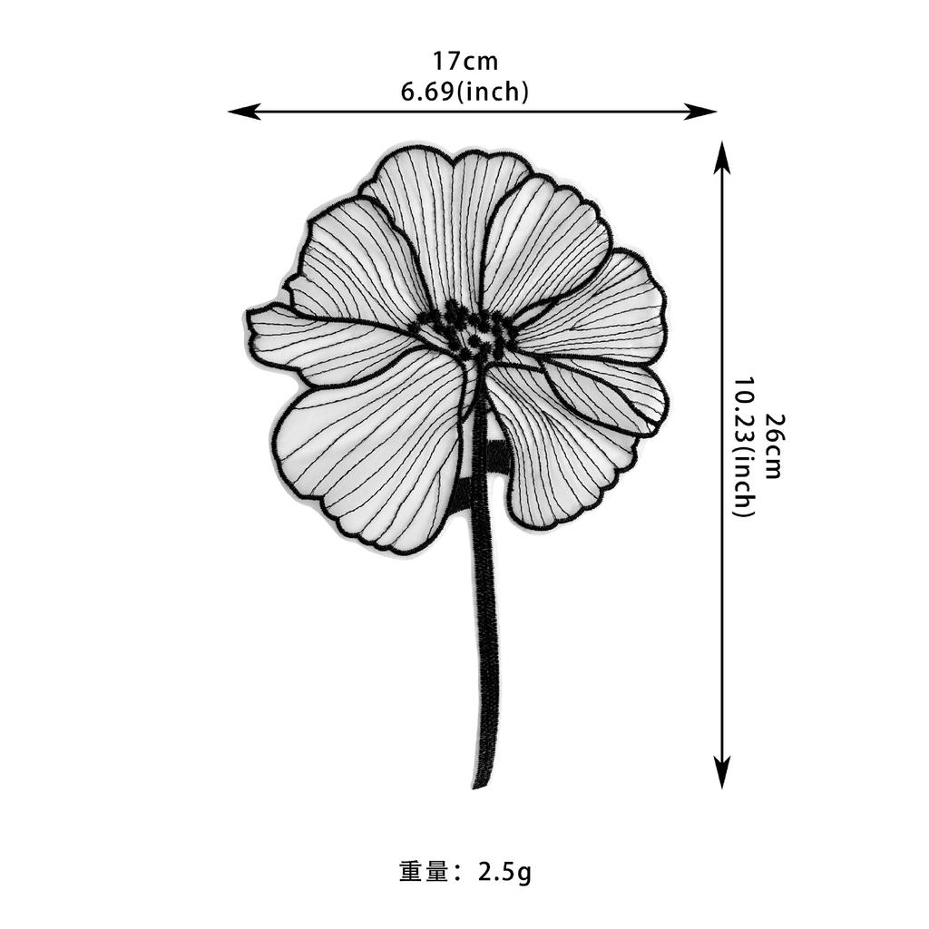 Black Lotus Organza Embroidered Flower Cloth Sticker Decorative Top T-Shirt Dress Clothing Accessories Cloth Sticker Accessories