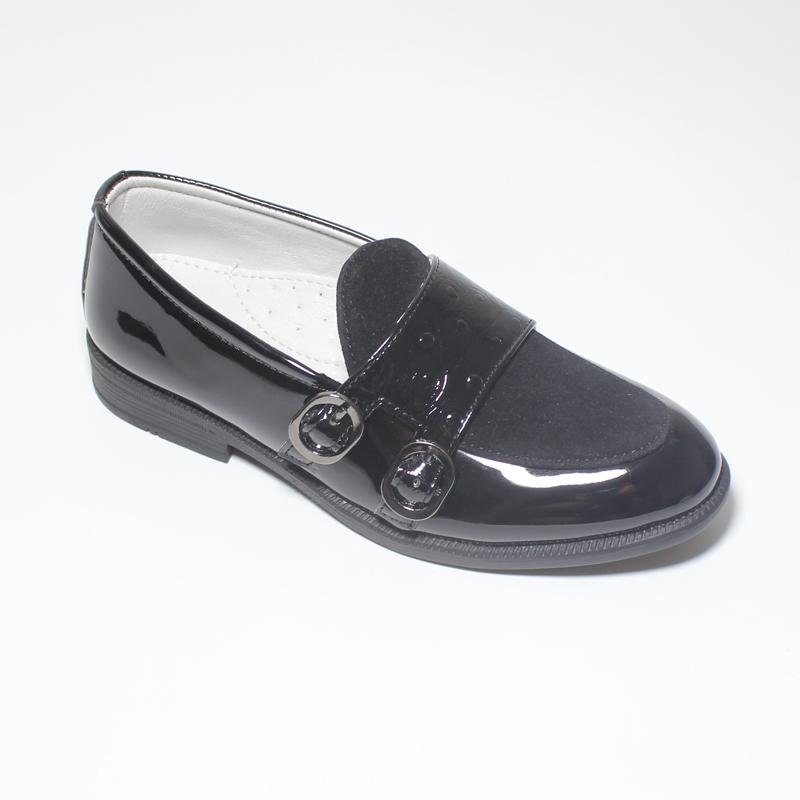 

Boys Shoes Children Leather Loafers For Big Kids Teenagers Boy Formal Wedding Shoes British Style Two Buckle Black Size 25-38 28