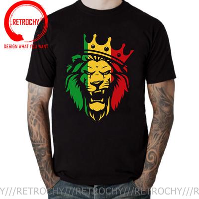 Fashion Clothing Lion Of Judah T-shirt Reggae Music Rastafari Rasta T Shirt Men Tee Awesome Summer Tshirt Jamaica Emblem Apparel