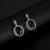 Women's Crystal Diamond Earrings Pendant Necklace Set Blue