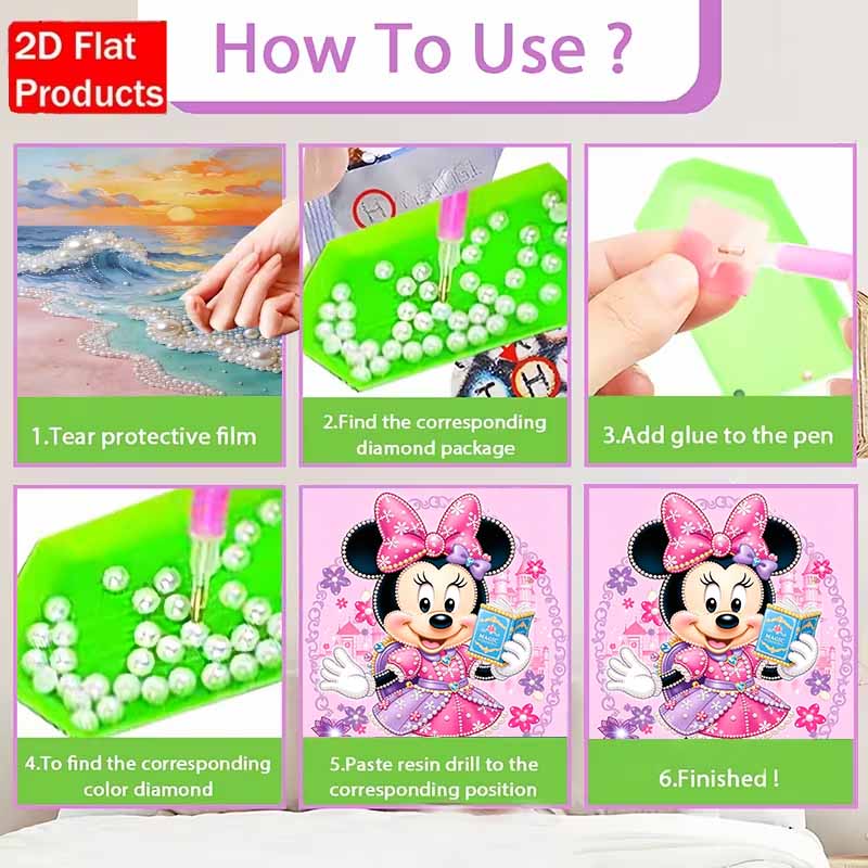 Disney Pearl Art Painting Home Wall Decor Minnie Mouse Pearl Gemstone Painting Picture Crafts Adult/Beginner Gift Creative Home Decor Unframed