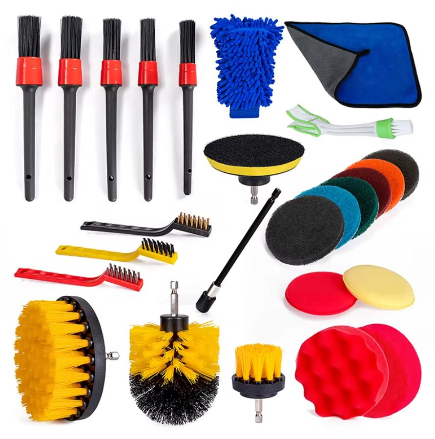 26PCSCar Wash Brush Set Long Handle Car Detailing Brush Car Wash Brush for Interior Cleaning Wheel Gap