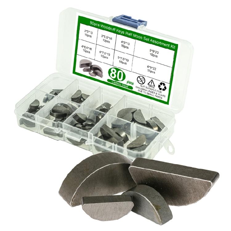 Strong Woodruff Key Assortment 80Pcs Resistant Machine Component Key Easy to Carry for Rotating Shafts & Gears
