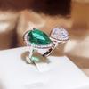 Offener verstellbarer Damenring, Schmuck mit mikro-eingelegtem Zirkon in Wassertropfenform, edler und eleganter Schmuck