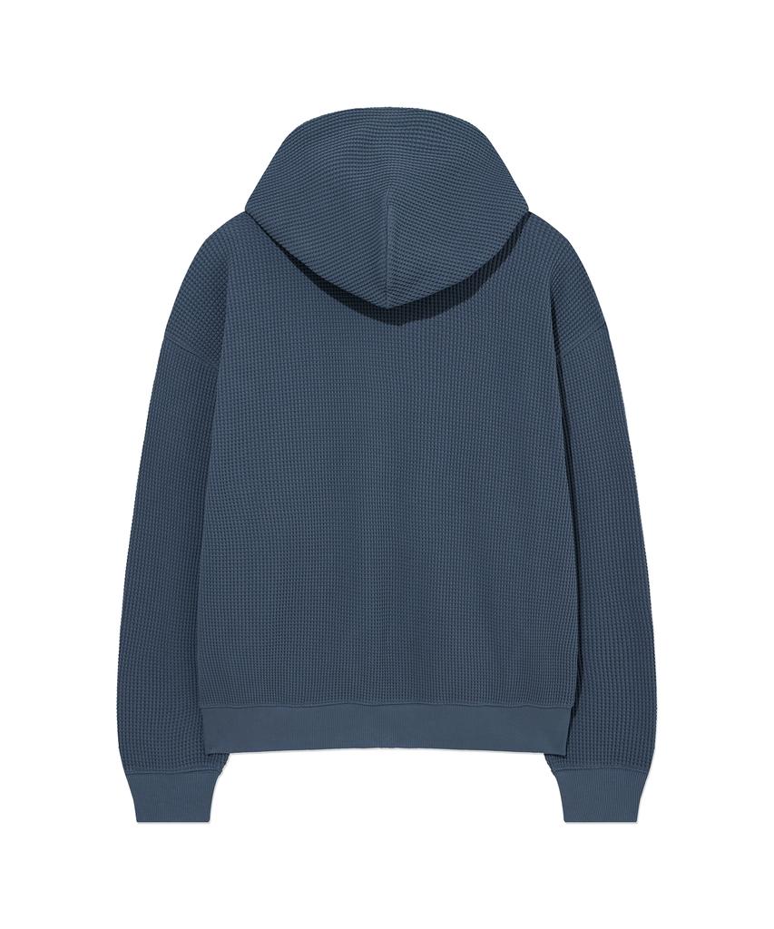 COVERNAT Small Logo Waffle Zip-Up Hoodie Blue
