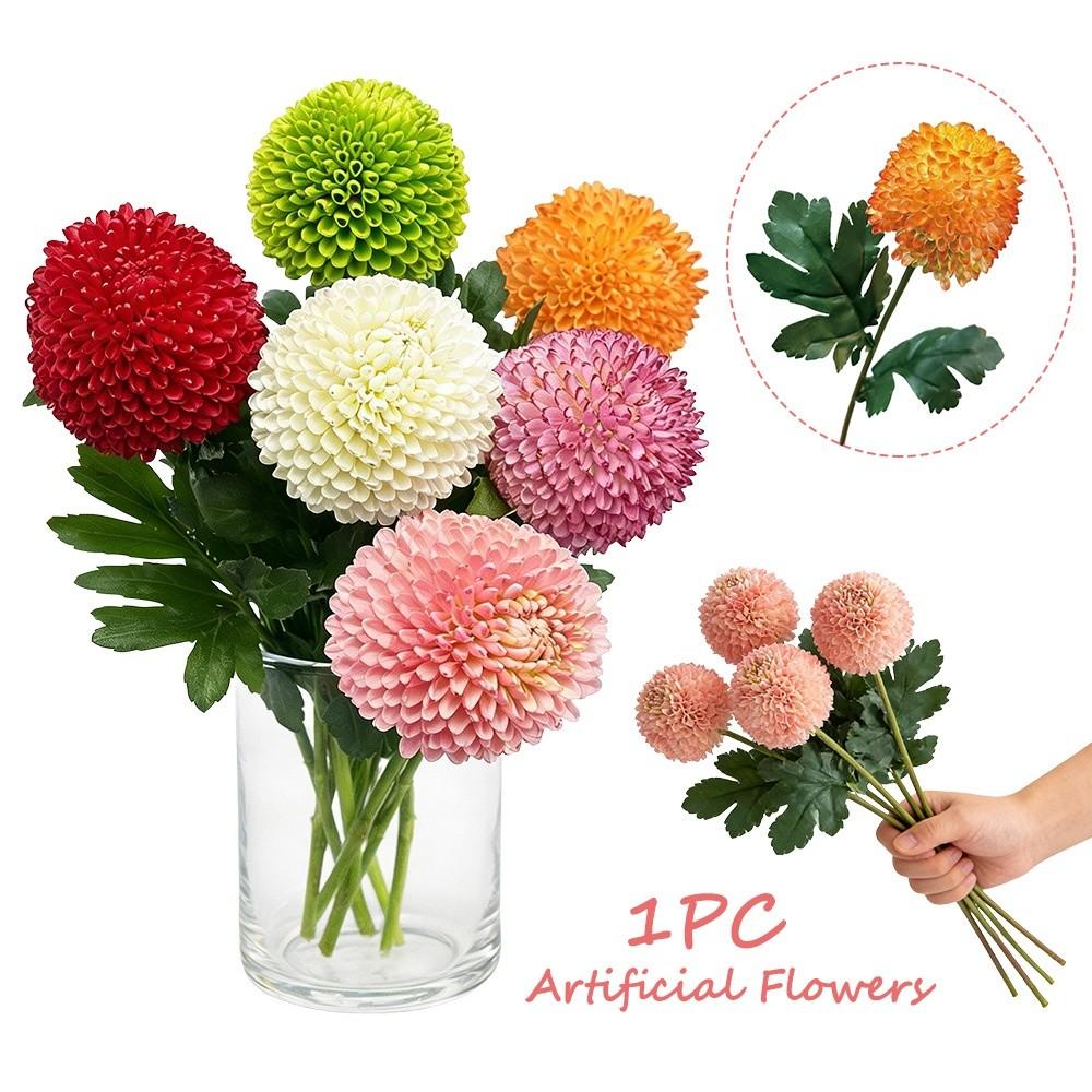 Silk Cloth Simulation Chrysanthemum Onion Ball Branch DIY Floral Materials Fake Flower Ball Realistic Soft Simulation Flowers