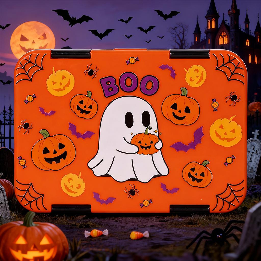 1100ml Kreslený potisk Obědový box Vhodný do mikrovlnné trouby Bento box Halloween Mezipatro Nepropustný Úložný box Hermetické nádoby Studenti