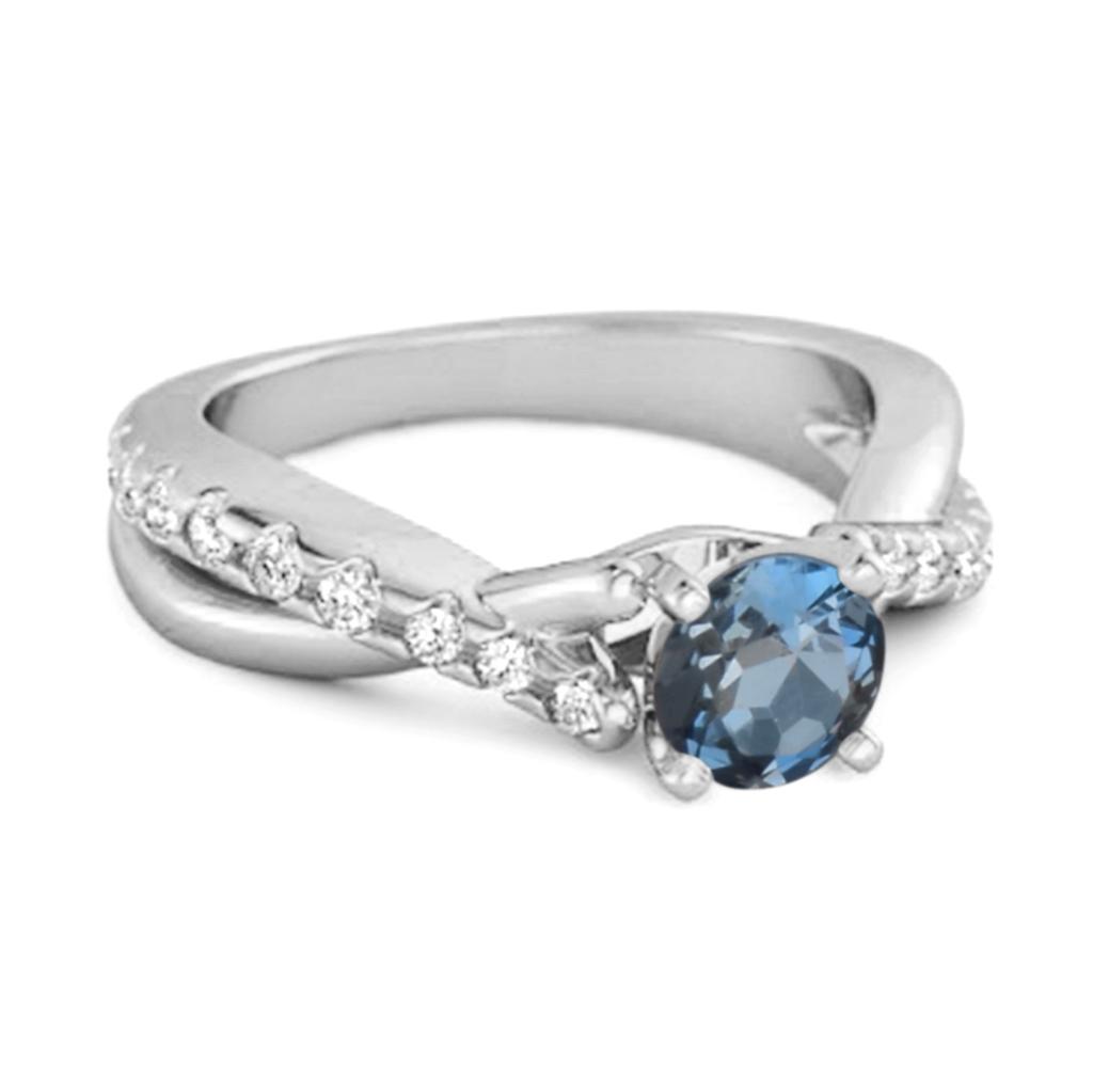 London Blue Topaz Crisscross Stackable Ring - 925 Sterling Silver