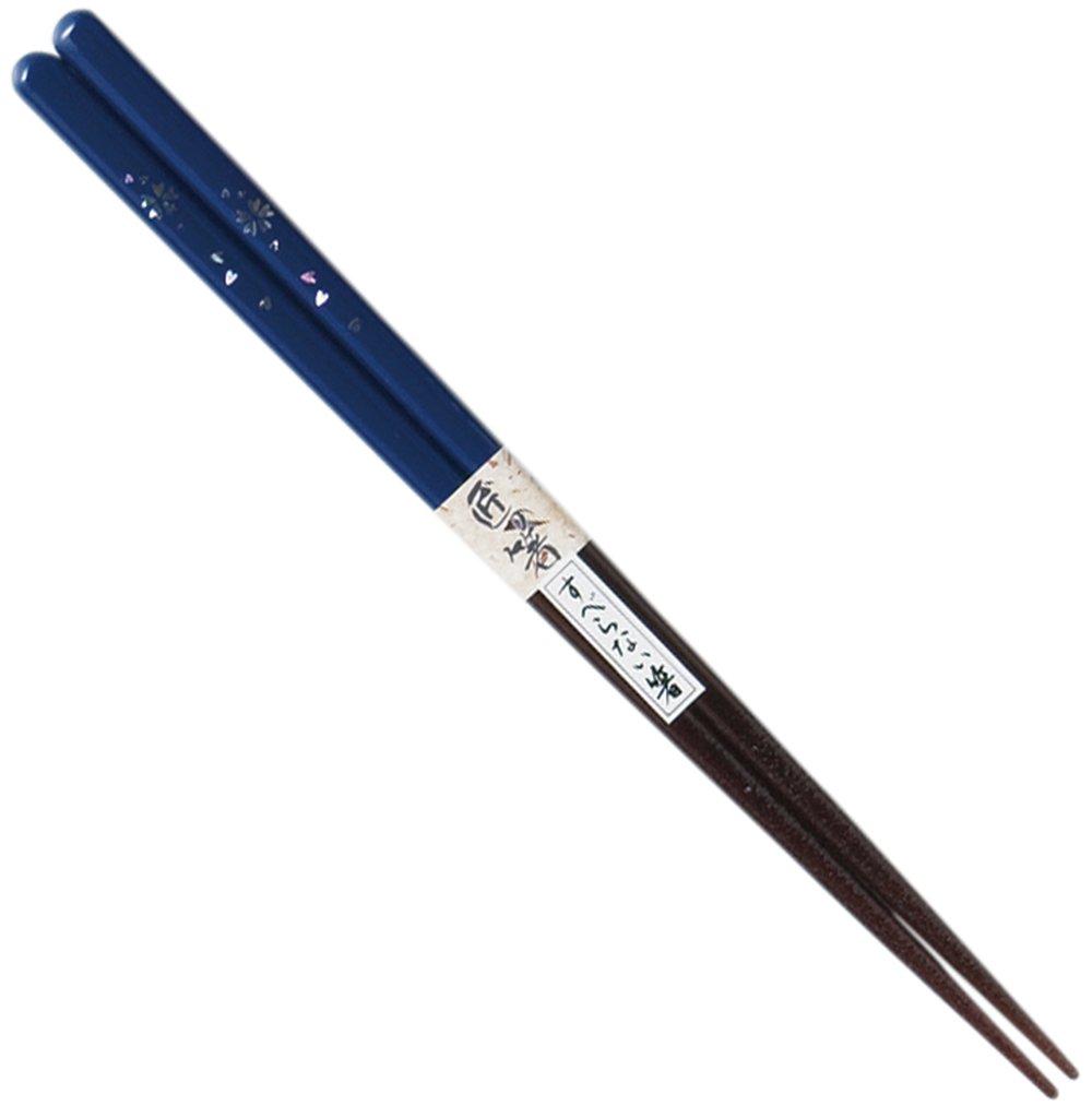 Tanaka Hashiten High-Quality Domestic Wakasa Lacquered Chopsticks Dishwasher Safe Anti-Slip Processing Cherry Blossom Navy 27085