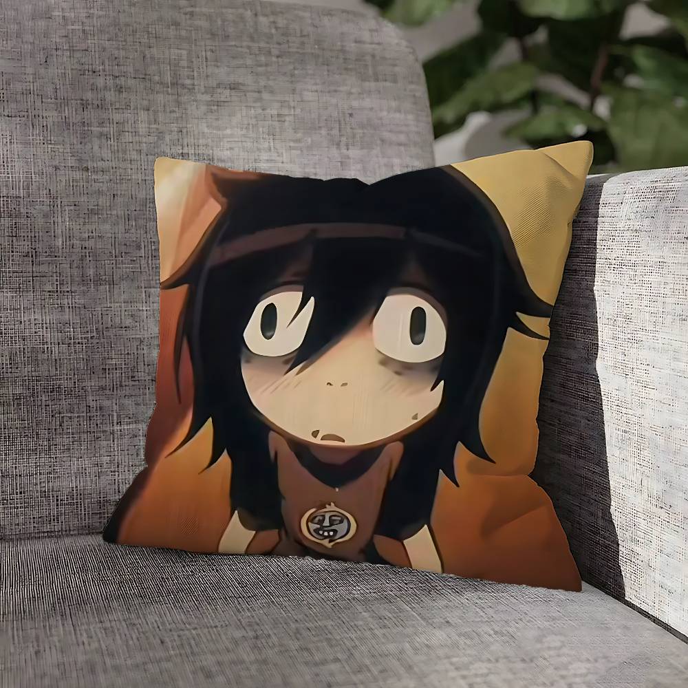 W-Watamote Tomoko Kuroki Pillow Case For Sofa Decor Car Office Room Printing Cushion Cover Decorations and Protector