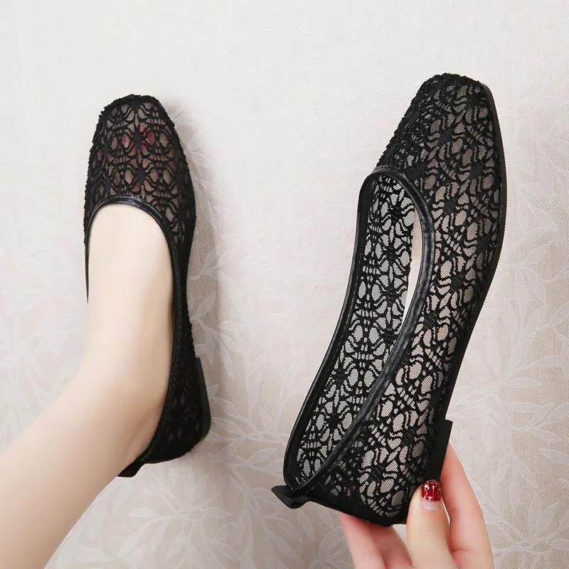 Women Hollow Breathable Cloth Shoes Ladies Soft-soled Non-slip Sandals Round Head Breathable Comfortable Footwears