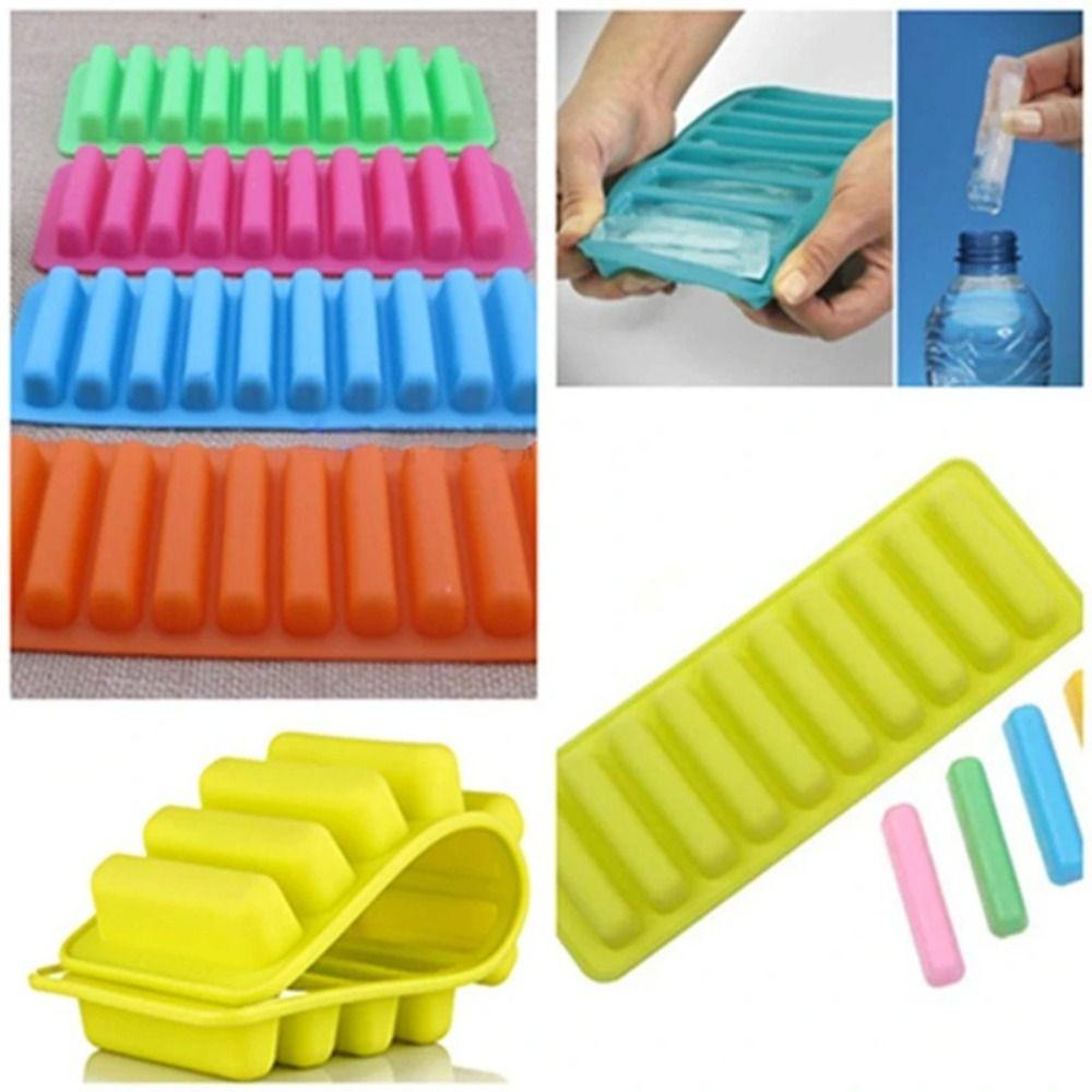 Silicone 10 Grids Stick Shape Ice Mold DIY Ice Cube Tray Ice Maker Popsicle Mold  Baking