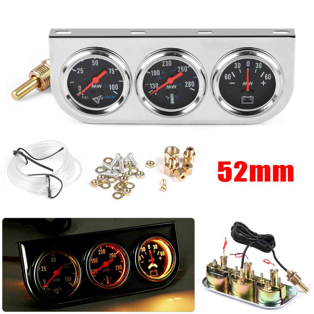 3 In 1 Car Triple Gauge Oil Pressure Water Temperature Current Instrument For Vehicle