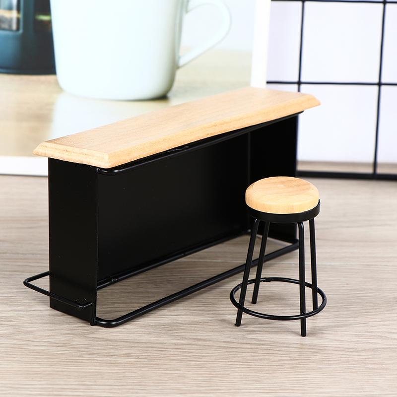 3Pcs/Set Dollhouse Miniature Bar Counter Stool Mini Kitchen Furniture Toys