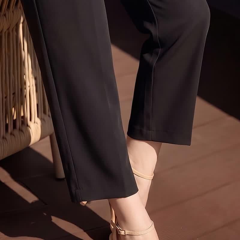 Women's High-Waist Button Straight-Leg Casual Pants