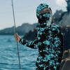 Maglia da Sole Leggera a Maniche Lunghe con Cappuccio e Copertura Facciale Integrata, Traspirante, Resistente ai Raggi UV, Top da Pesca e per Attività all'Aperto da Uomo