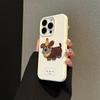 Cartoon Embroidered Dog for Apple 16 Mobile Phone Case 15promax Simple 14 Lychee Pattern for IPhone13mini