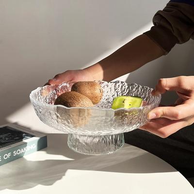 Avrupa Kristal Cam Buz Çiy Meyve Tabağı Basit Moda Ev Kuru Meyve Tabağı Meyve Tabağı Büyük Cam Tabak Sofra Takımı