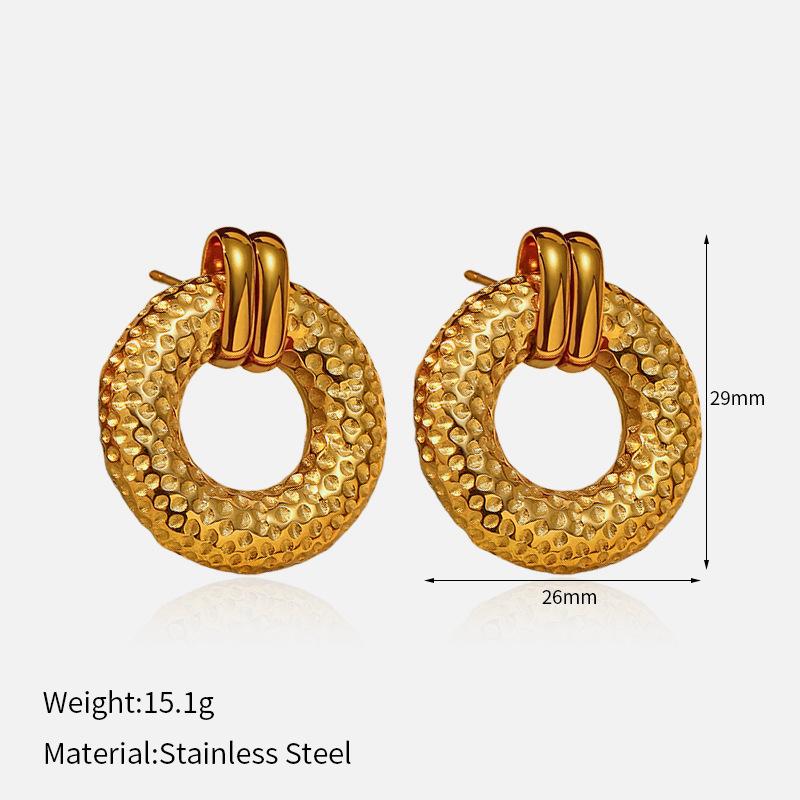 Chen He does not fade jewelry women's high-end light luxury stainless steel earrings titanium steel stud earrings gold circle earrings