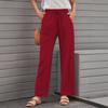 Herbst Damen Baumwoll-Leinen Kordelzug Weitbein Hose