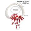 Salircon Gothic Red Crystal Blood Drop Pendant Choker Necklace Women Vintage Imitation Pearl Short Chain Halloween Jewelry Gift