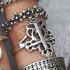 19Pcs/Set Retro Hollow Lotus Flower Heart Shape Ring Set Aesthetic Enamel Silver Color Knuckle Ring Jewelry Gift