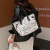 Graffiti Fashion Printed Handbag Women's Personality Casual Large Capacity Shoulder Bag Student Commuting Class Tote Bag
