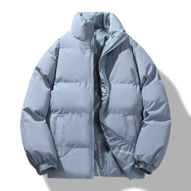 Unisex Oversized Winter Puffer Jacket Youth Warm Thick Cotton-Padded Coat With Stand Collar Side Pockets
