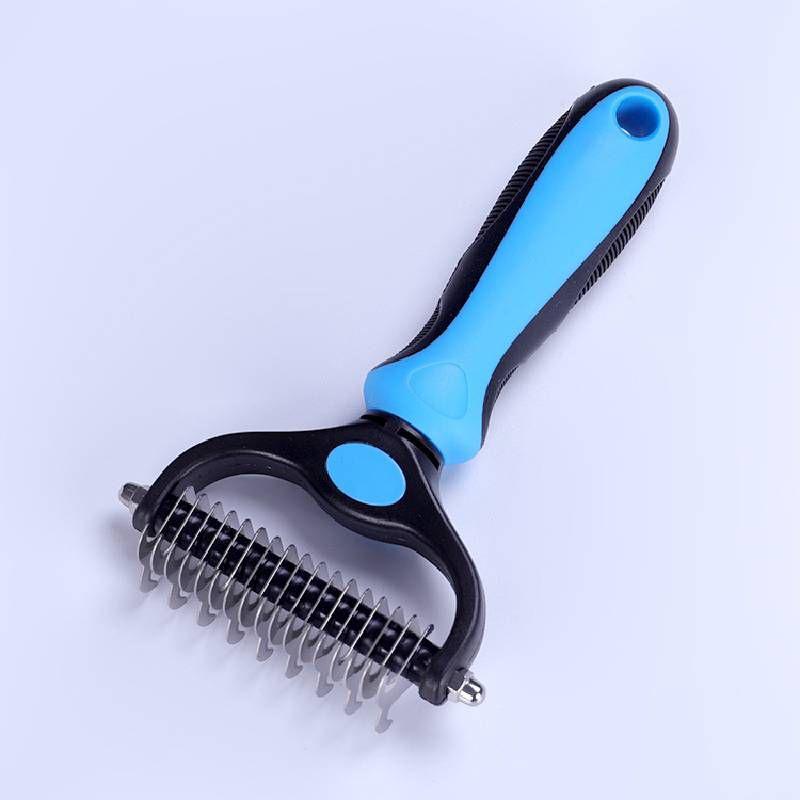 Premium Pet Grooming Comb Brush For Dematting And Undercoat Dual Head Stainless Steel Design For Long And Thick Hair