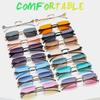 Rimless Leopard Head Decorated Sunglasses Gradient UV Protection Rectangular Sun Glasses Transparent Lens Shades for Women