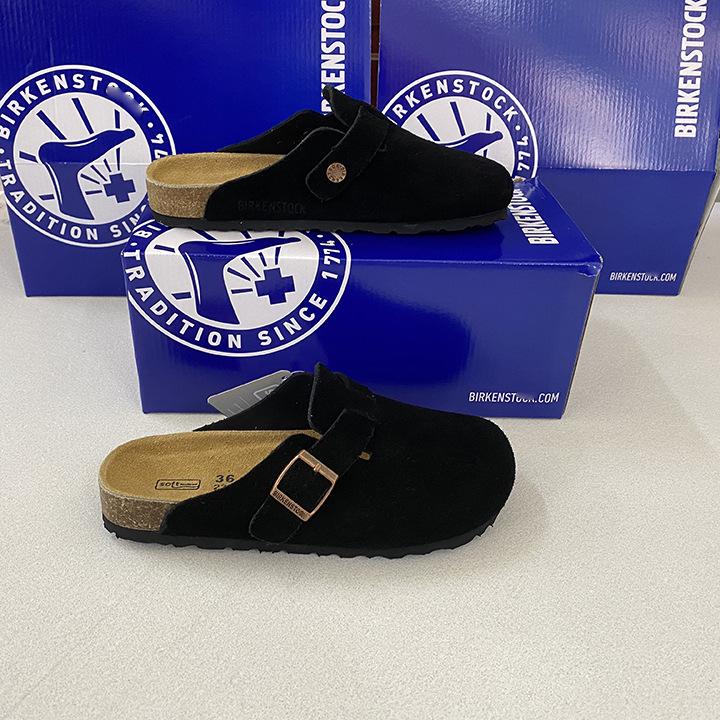 Unisex BK Pravá kůže Birkenstock Uzavřené Retro Mules s Korkovou Podrážkou – Pohodlné a Všestranné.