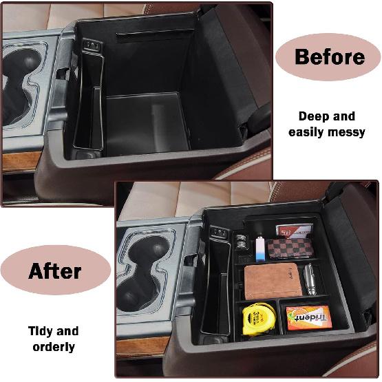 TACOBRO Full Coverage Center Console Organizer Compatible With 2014-2018 GMC Sierra 1500 /Chevy Silverado 1500 Accessories 2015- Yukon XL/Tahoe