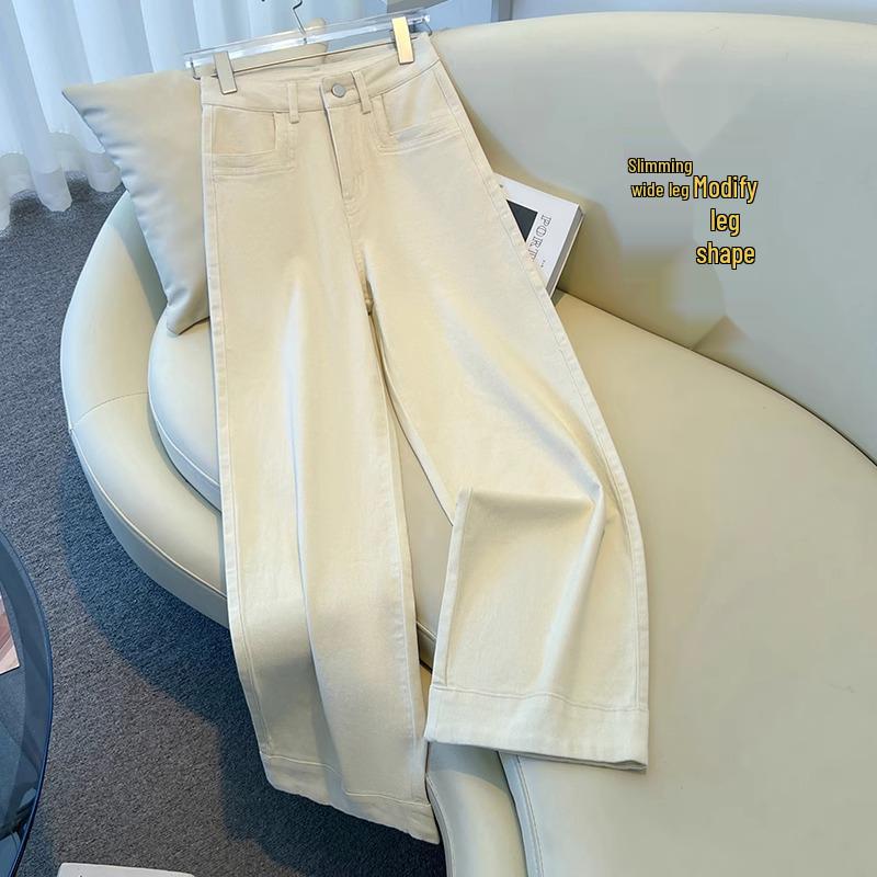 Damen Weiße Weitbeinige High-Waist Cropped Jeans - Schlankmachend & Beliebt für Frühling 2025