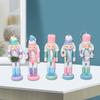 6pcs Festival Wood Soldier Figurines Holiday Nutcrackers Ornament in Soft Color for Creative Party Decoration