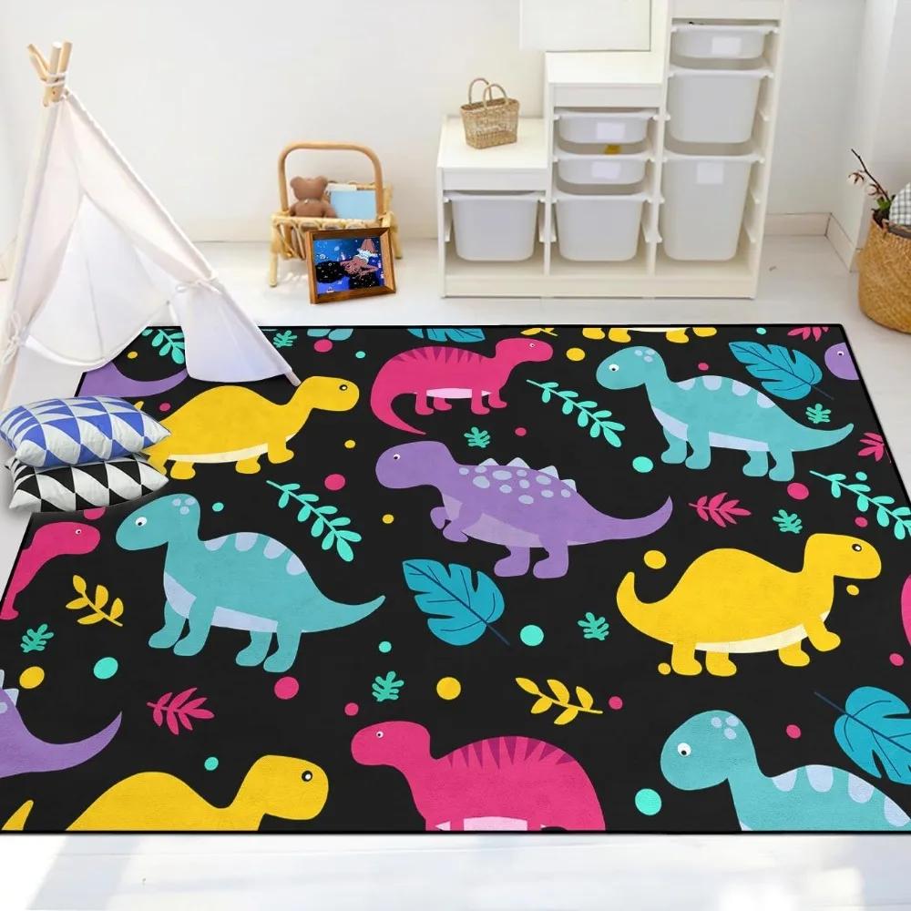 Boys Bedroom Dinosaur Rug Cartoon Dino Area Rugs Funny PlayMat Cute Printed Carpet Polyester Floor Mat Living Room Decor Doormat