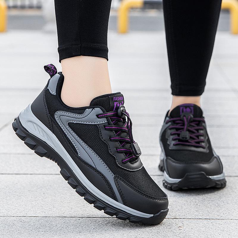 Elderly shoes fly-woven mesh breathable light walking shoes parents sports running shoes elastic band mother shoes men's shoes