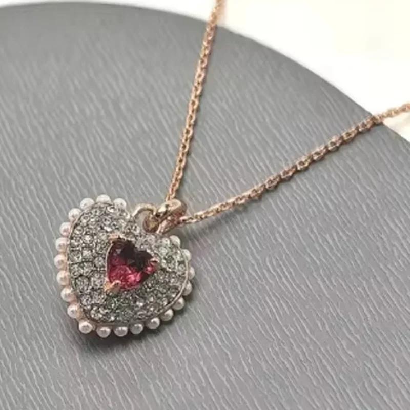 2026 New Trend Fine Jewelry Set Charming Heart Crystal Fashion Stainless Steel Necklace Earrings As a Anniversary Gift for Women