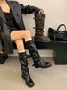Thick-soled Trouser Boots Women's 2025 New Knight Boots Long Boots Thick Heel Buckle Western Pile Boots