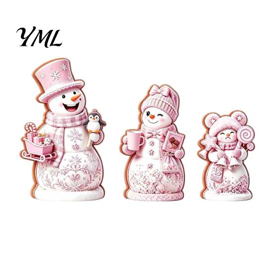 Unique Christmas Tree Hanging 3PCS Snowman Wooden Ornaments, Decorative Cute Festive Figures, Handcrafted Solid Wood Ornaments High-definition