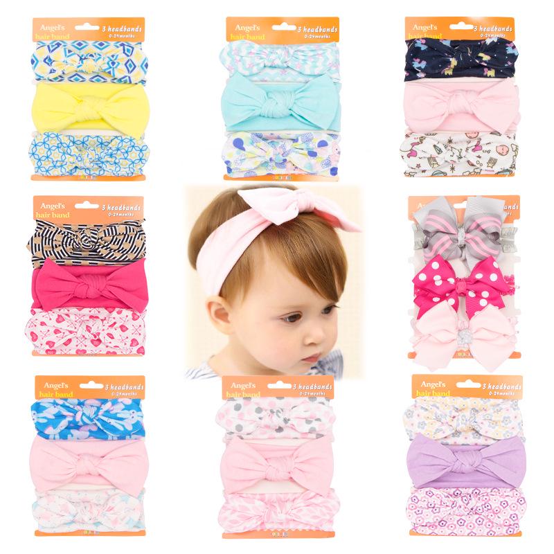 Children's Red Bow Headband Set: 3-Piece Elastic Baby Girl Hair Accessory
