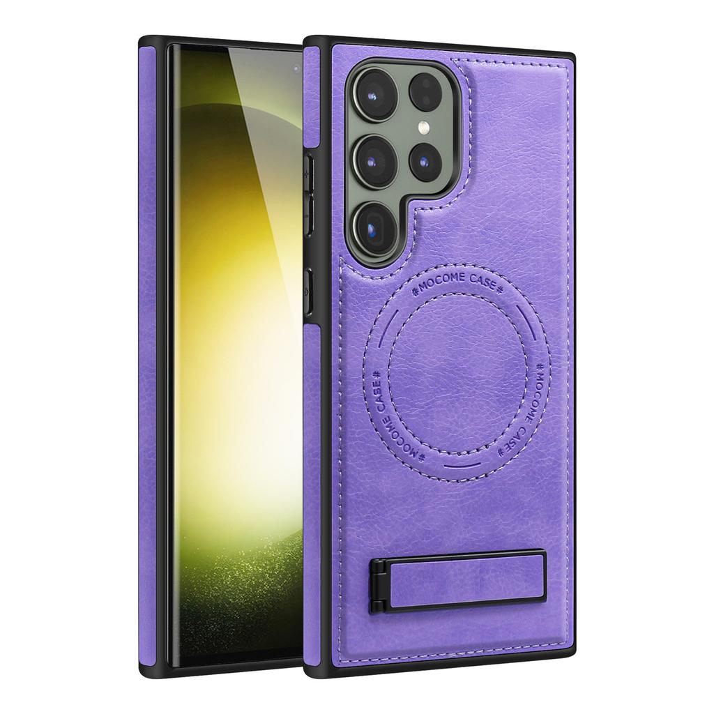 Suitable for Samsung S24 Ultra Mobile Phone Case S23Plus Bracket S22 Magnetic Magsafe Leather Case
