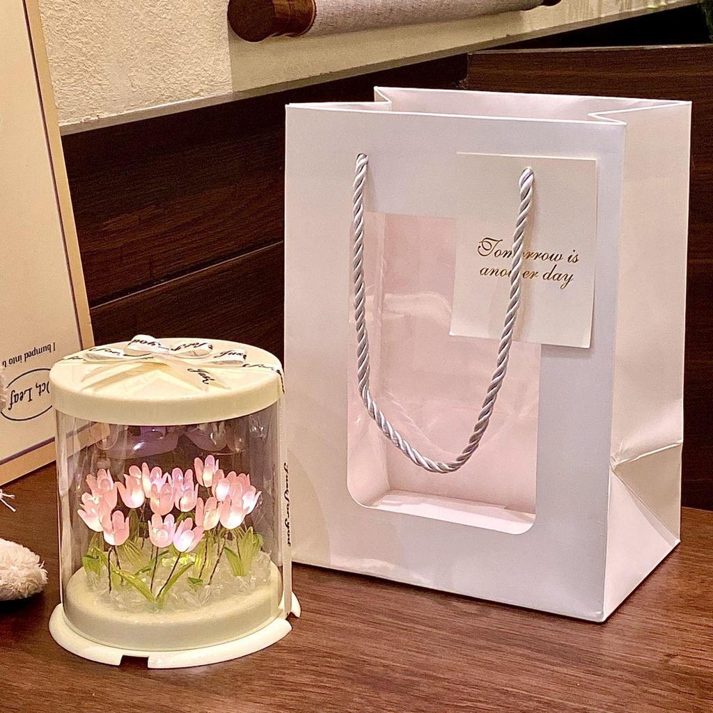 Tulip Flower Cake Box Night Light - DIY Handmade Birthday Gift for Girls & Friends