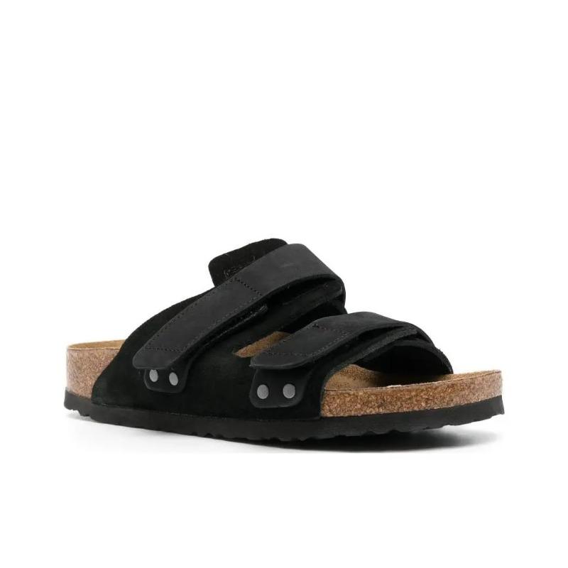 Birkenstock Uji Unisex Comfort Versatile Rubber Sole Shock-absorbing Antibacterial Slide Sandals Black 1024832 36
