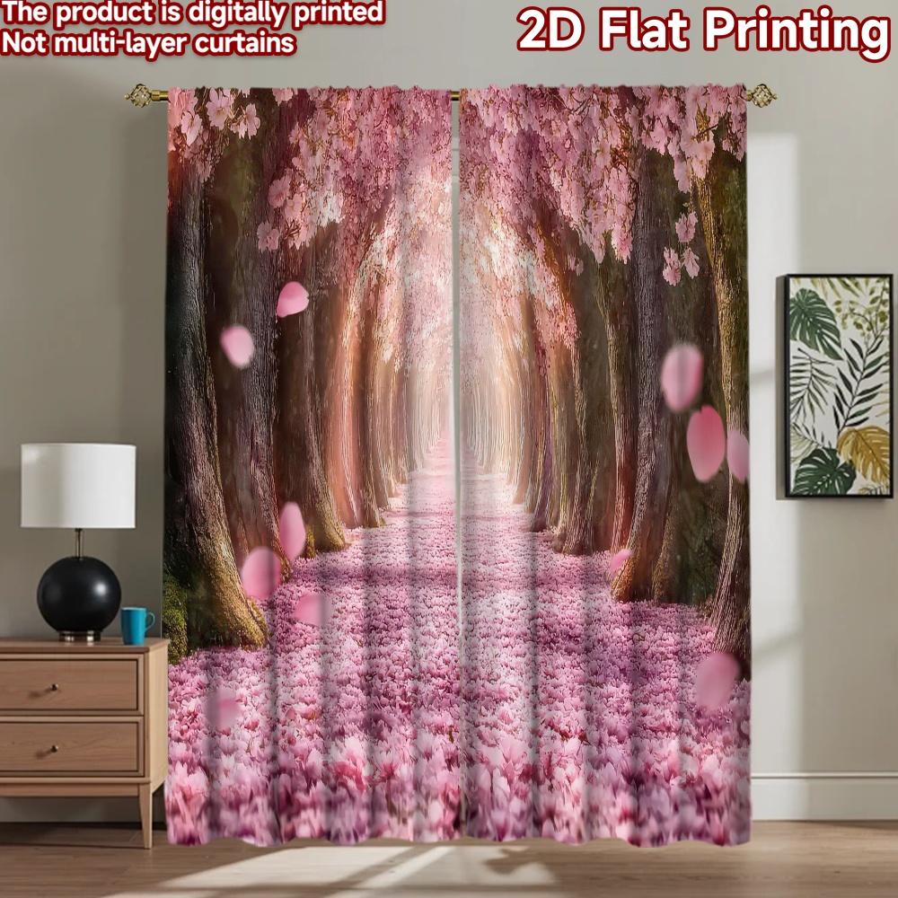 2D flat Photography Backdrop Background cloth Cherry Blossom Pathway 100% Polyester Festive Backdrops Use for Outdoor living