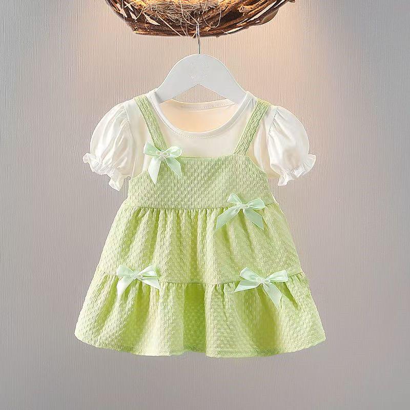 Fetițe 1-3 Ani Vara Rochie de Prințesă Set Două Piese Pantaloni Scurți Haine de Vară